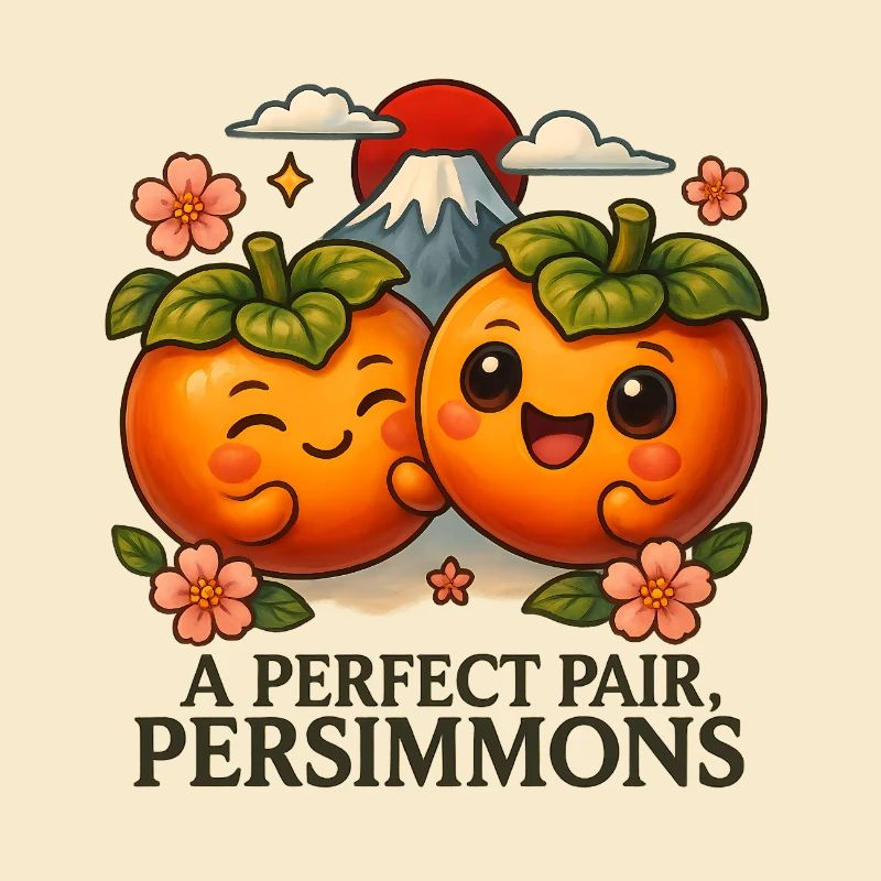 Japanisch Ein Perfektes Paar Kakis Mount Fuji
