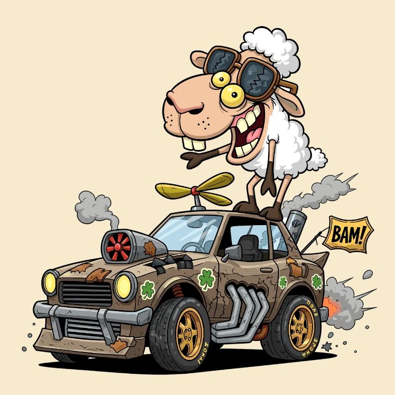 Whimsical Sheep Roaring 