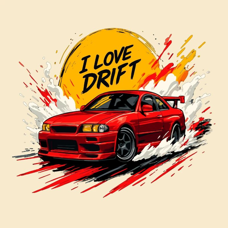 Rotes Drift Auto Splash Kunstwerk