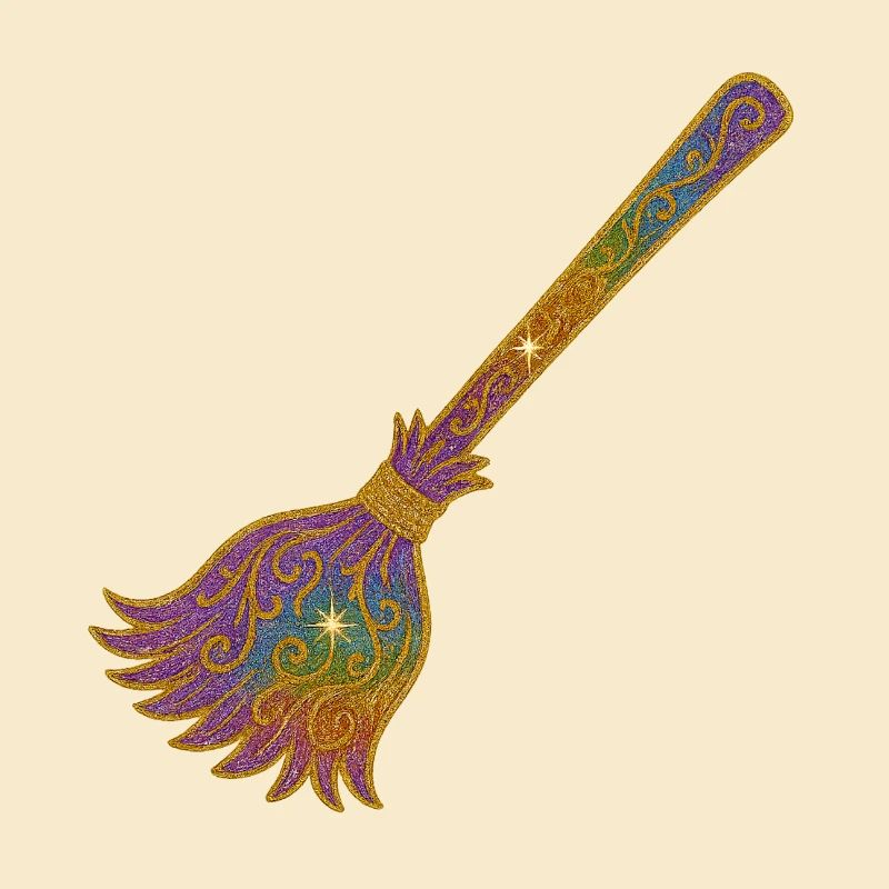 Rainbow Glitter Broom Magic