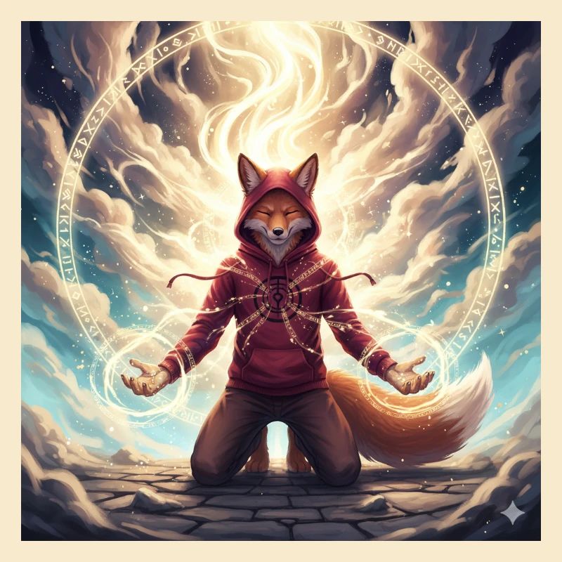 Fox in the Magic Circle Pullover Hoodie