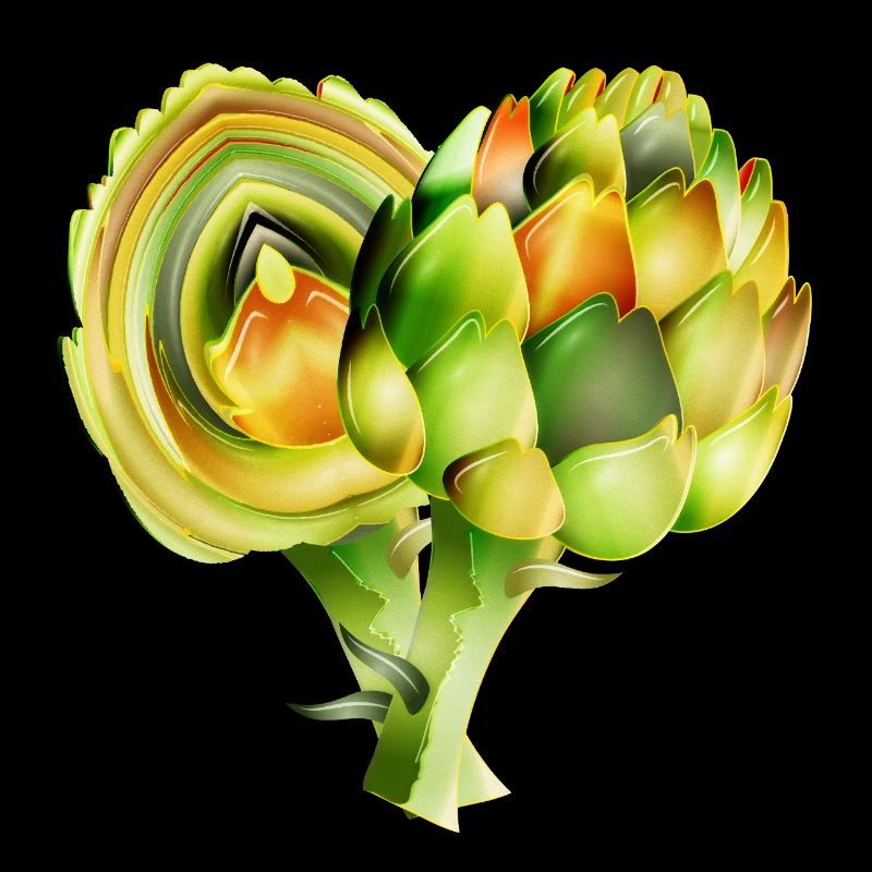 Illustration délicate d’artichauts dans des tons verts chauds