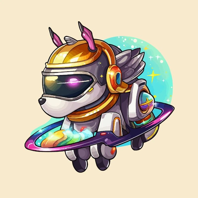 Chien de l’espace sur un hoverboard
