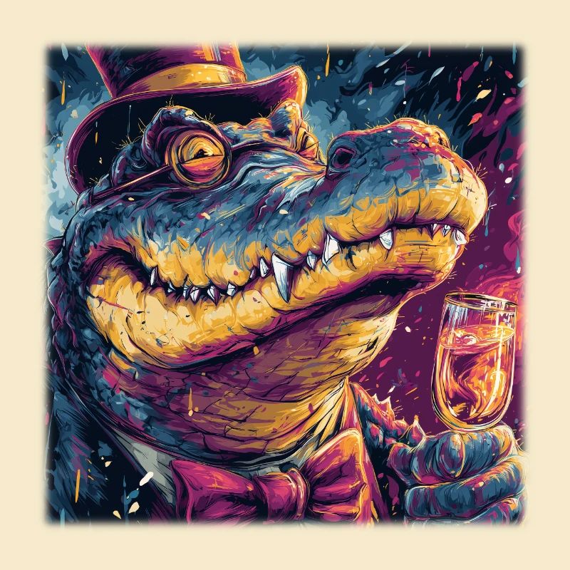 Gentleman Crocodile with Top Hat & Champus