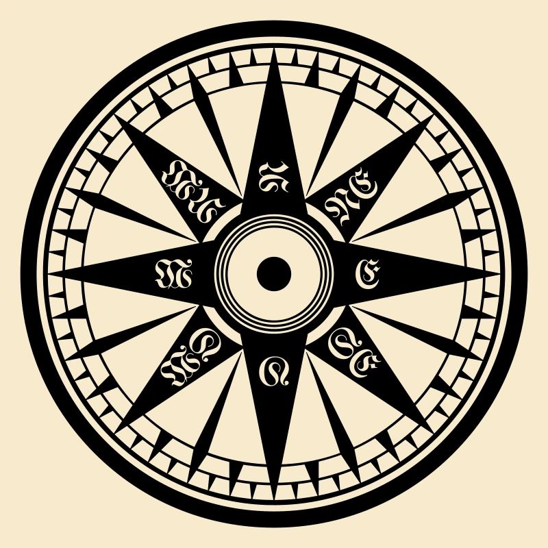 Kompass / Compass – Windrose, Schiffskompass