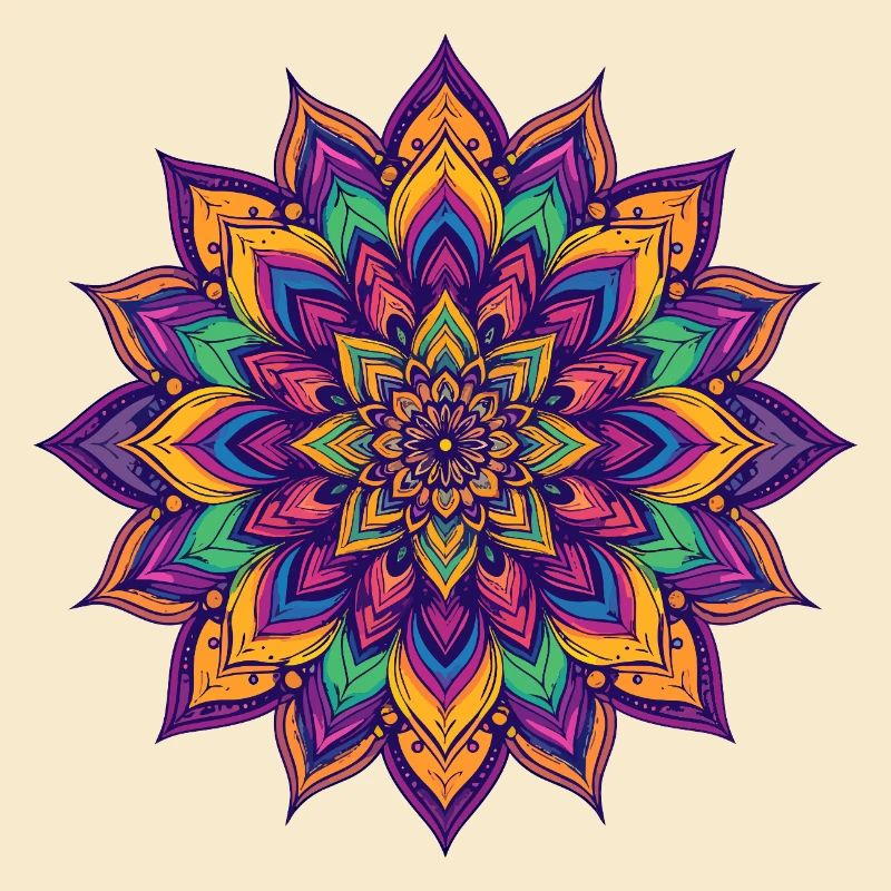 Étoile fleur Psychédélique Colorée du Mandala LSD