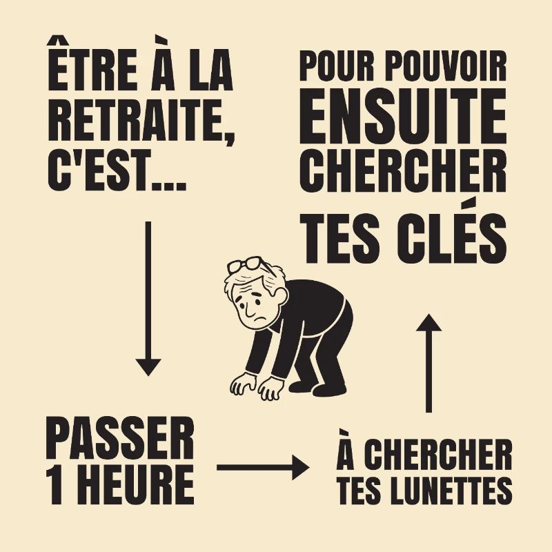 Im Ruhestand mit oder ohne Brille (schwarzer Text)