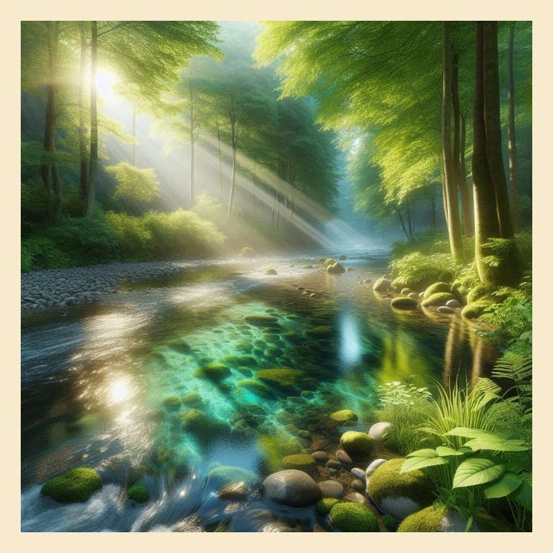 Sunshine in a forest stream