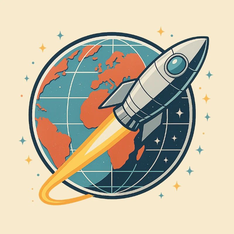 Rocket launch over globe