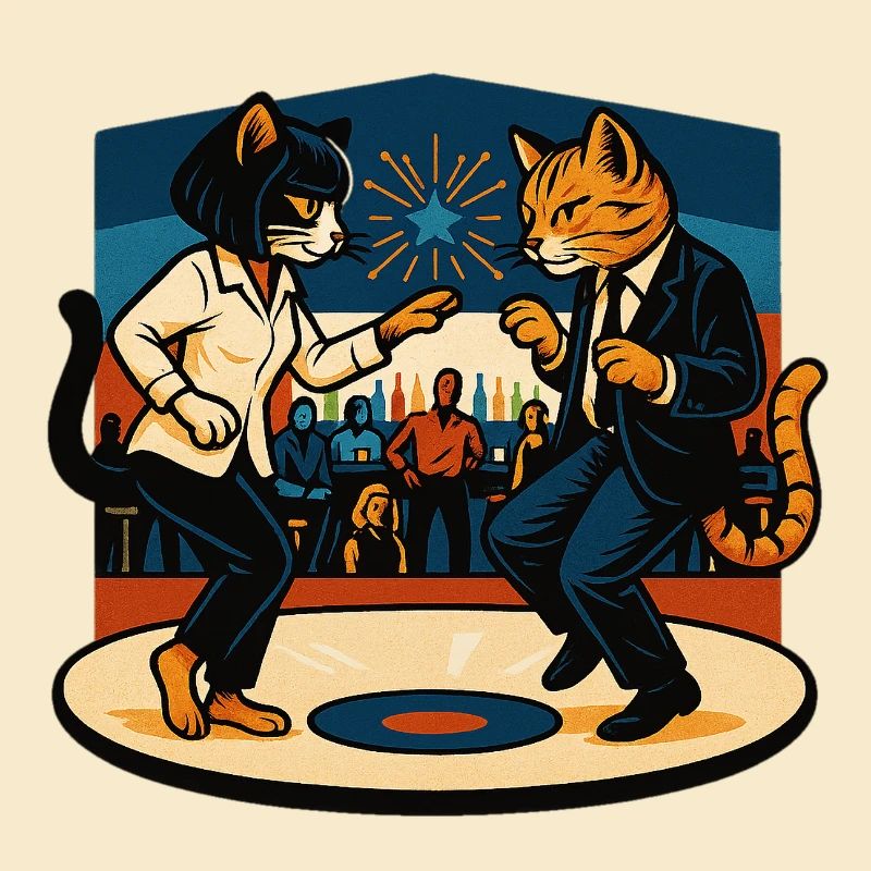 Deux chats rétro dansant – style vintage