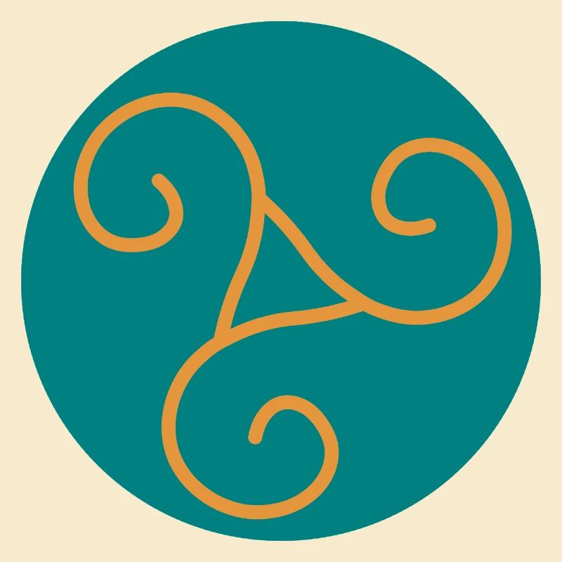 Decorative triskel in orange scrolls