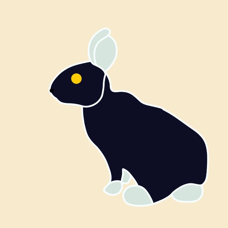 Minimalist Blue Black Rabbit