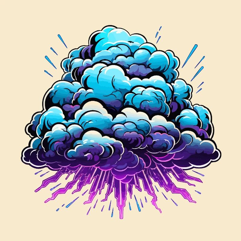 Blue Cloud Pop Explosion de néon