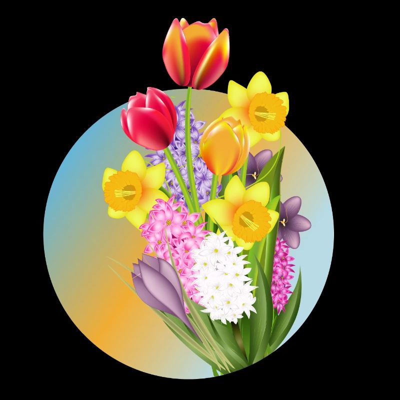 Spring bouquet with tulips, daffodils & hyacinths