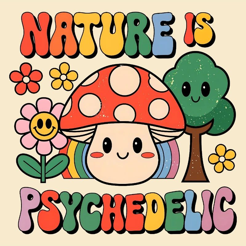 La nature est un champignon rétro psychédélique