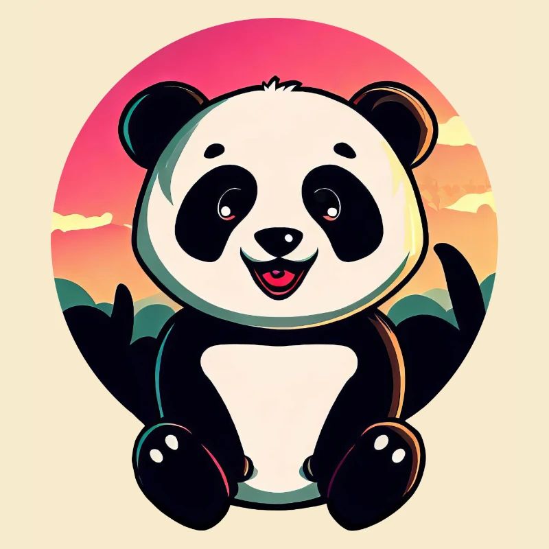 Cute Panda Sunset Design