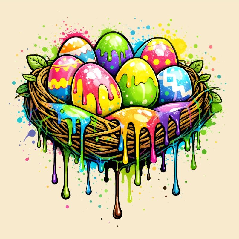 Buntes Osternest im Graffiti Stil 