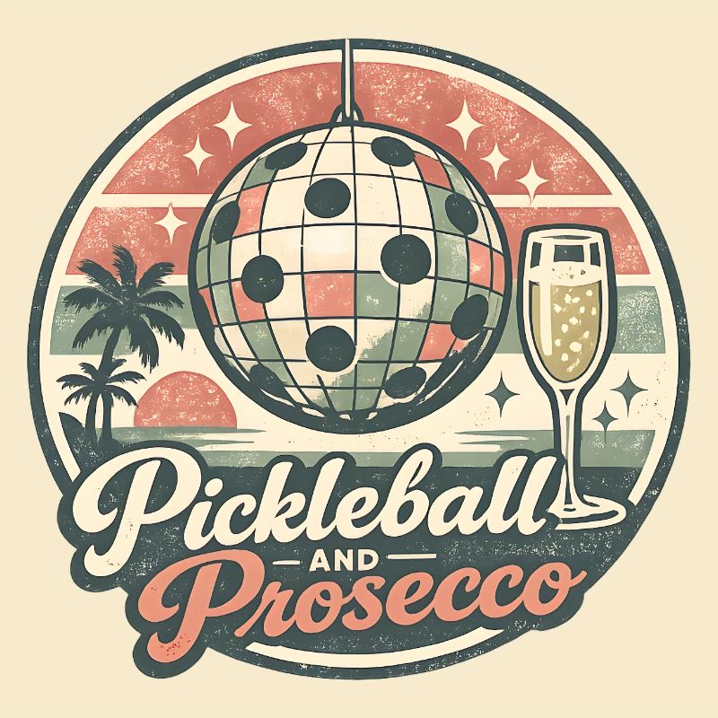 Logo rétro de Pickleball et Prosecco