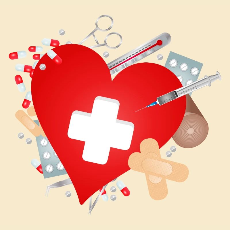 Erste Hilfe Set oder Reiseapotheke mit Herz