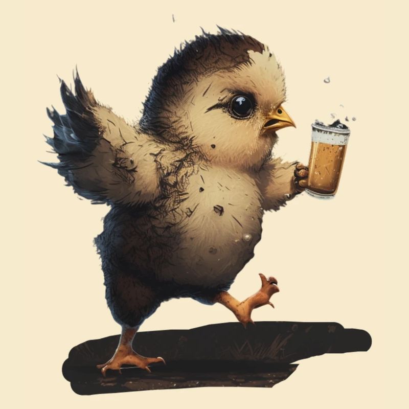 Süßer Vogel trinkt ein Bier
