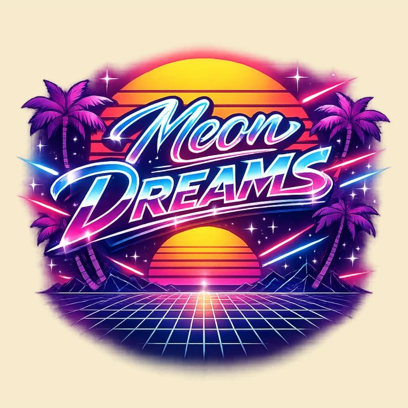 Moon Dreams Neon Retro Sunset