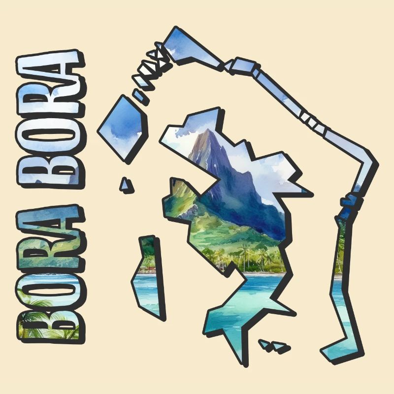 Watercolor Map Bora Bora