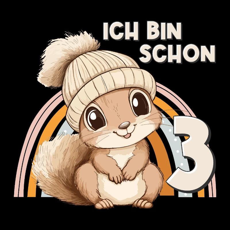 3. Geburtstag Eichhörnchen Regenbogen Süß Niedlich