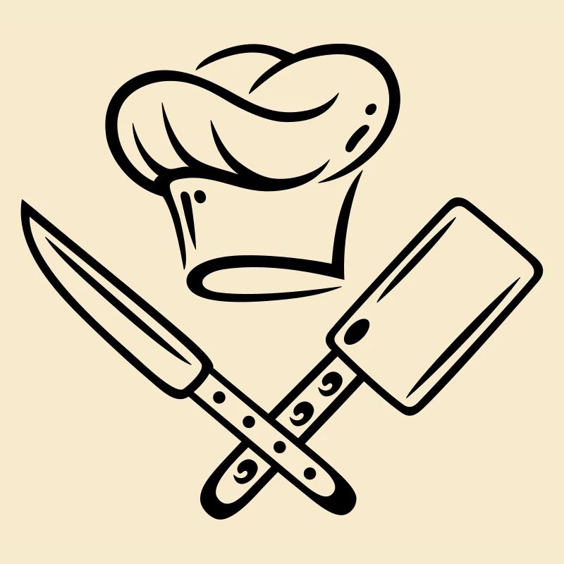 Cooking hat with knives.