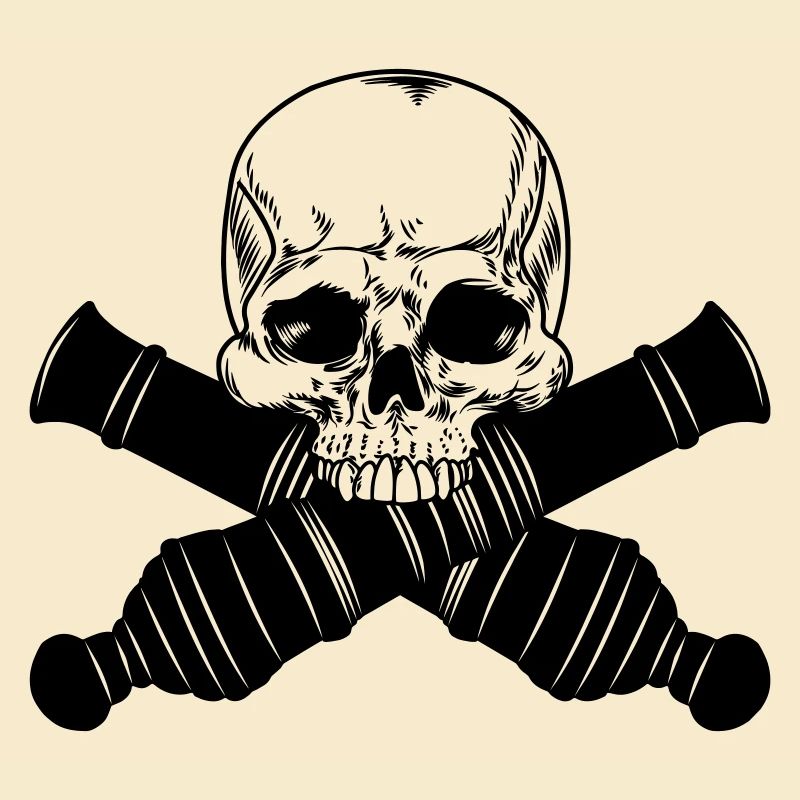 Skull with two cannons