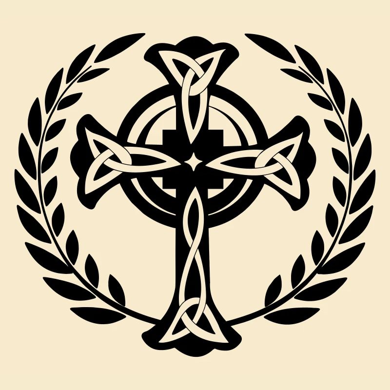 Celtic cross laurel wreath