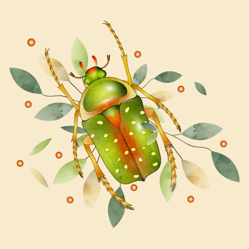 Stephanorrhina guttata insecte vert à feuilles