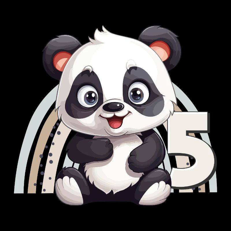 5. Geburtstag Panda Bär Regenbogen Süß Niedlich