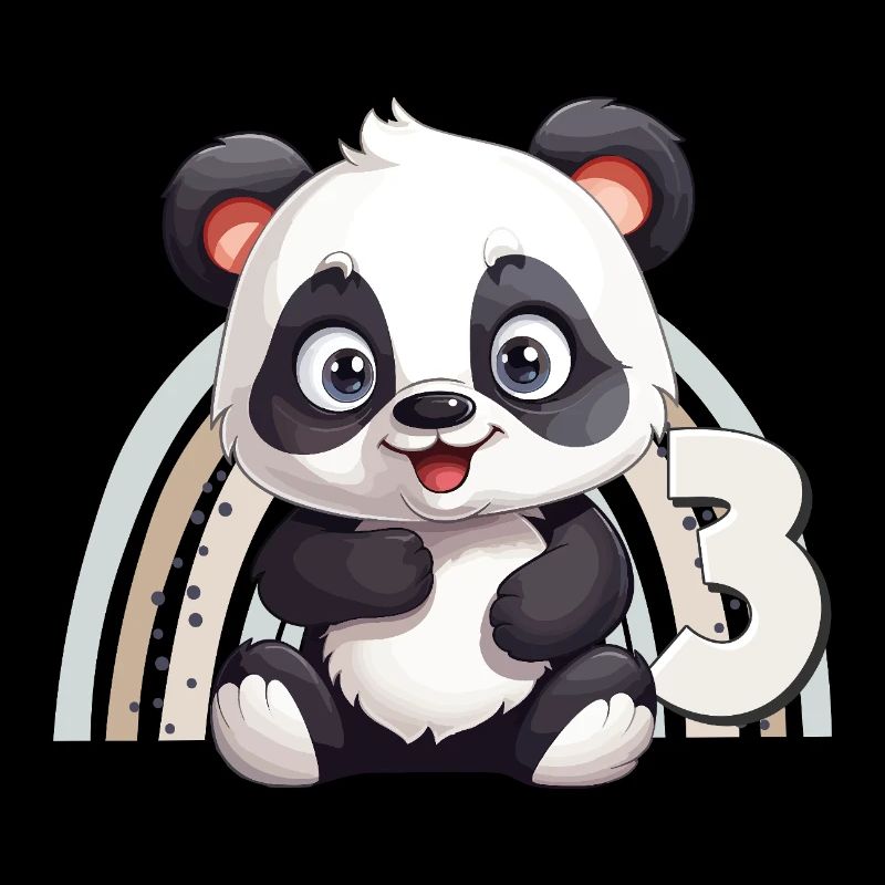 3. Geburtstag Panda Bär Regenbogen Süß Niedlich