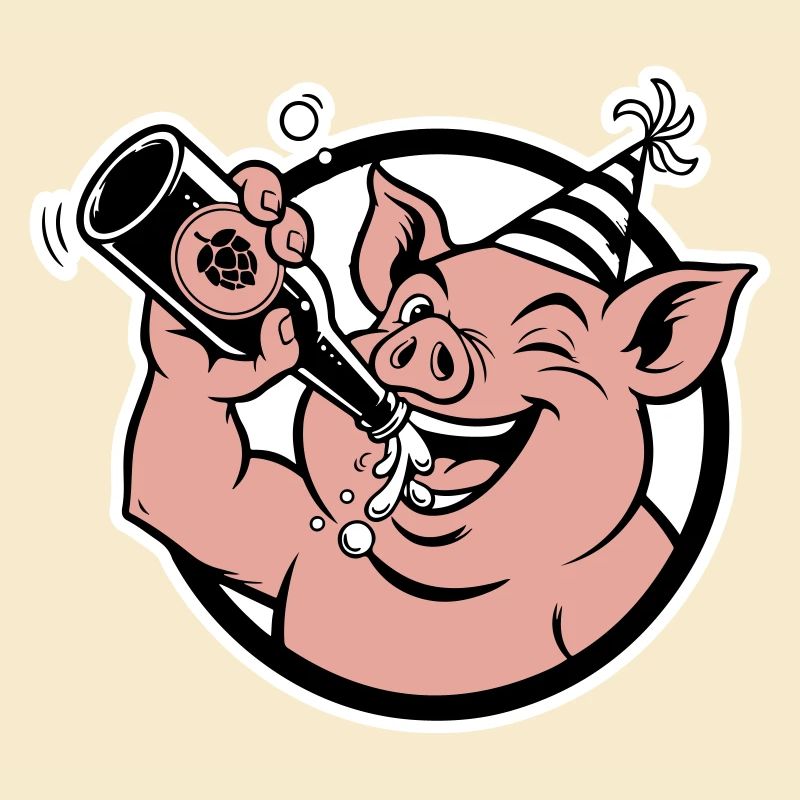 Piggy with Celebration Bottle