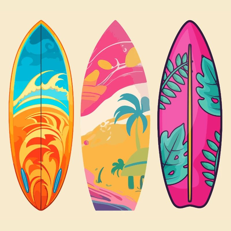 Surf Tropique Triptyque Coloré