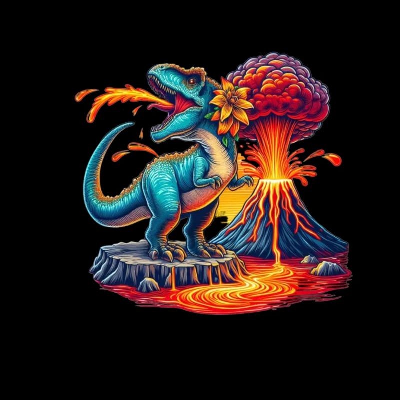 Dino Vulkaneruption mit Blume