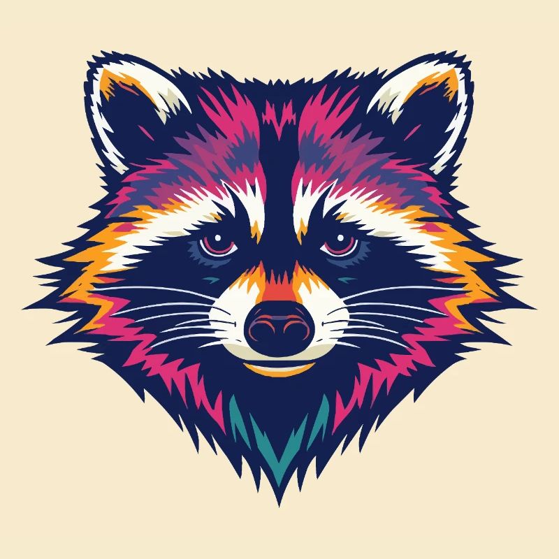 Farbexplosion Waschbär Kopf