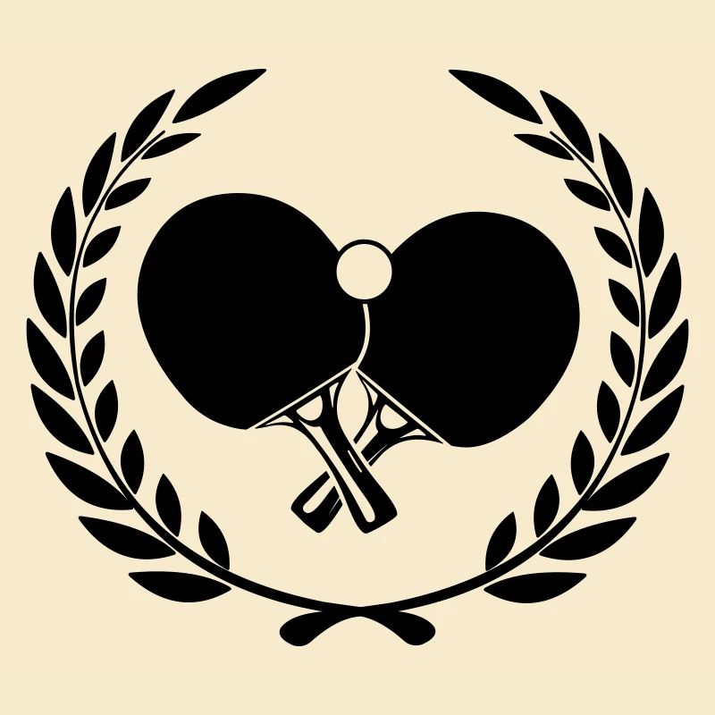 Logo de tennis de table dans une couronne de laurier