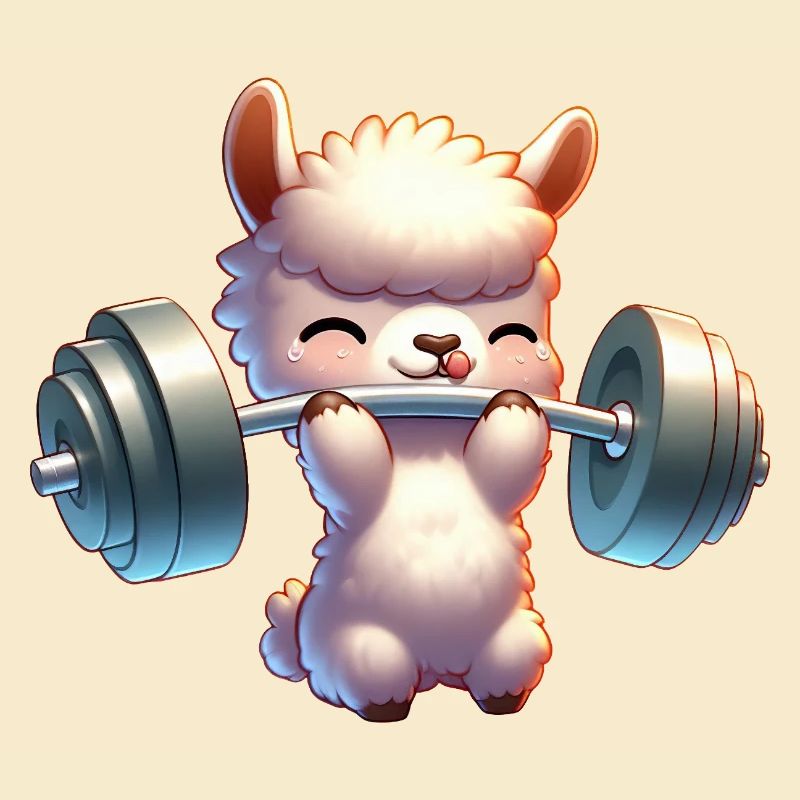 Cute Llama Alpaca Dumbbell Chibi Workout