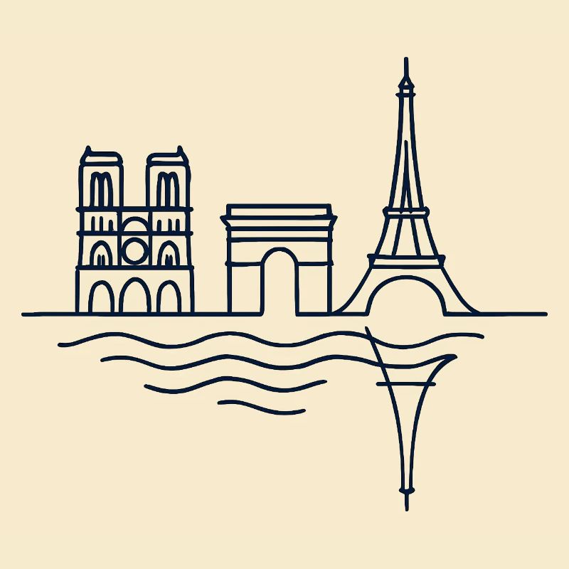 Paris Lines: Eiffel Tower and Arc de Triomphe