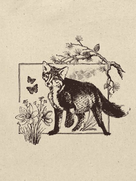 Waldfuchs im Blumenrahmen