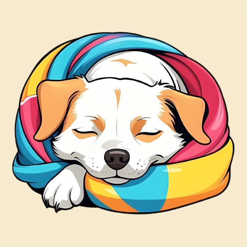 Chiot endormi Écharpe arc-en-ciel