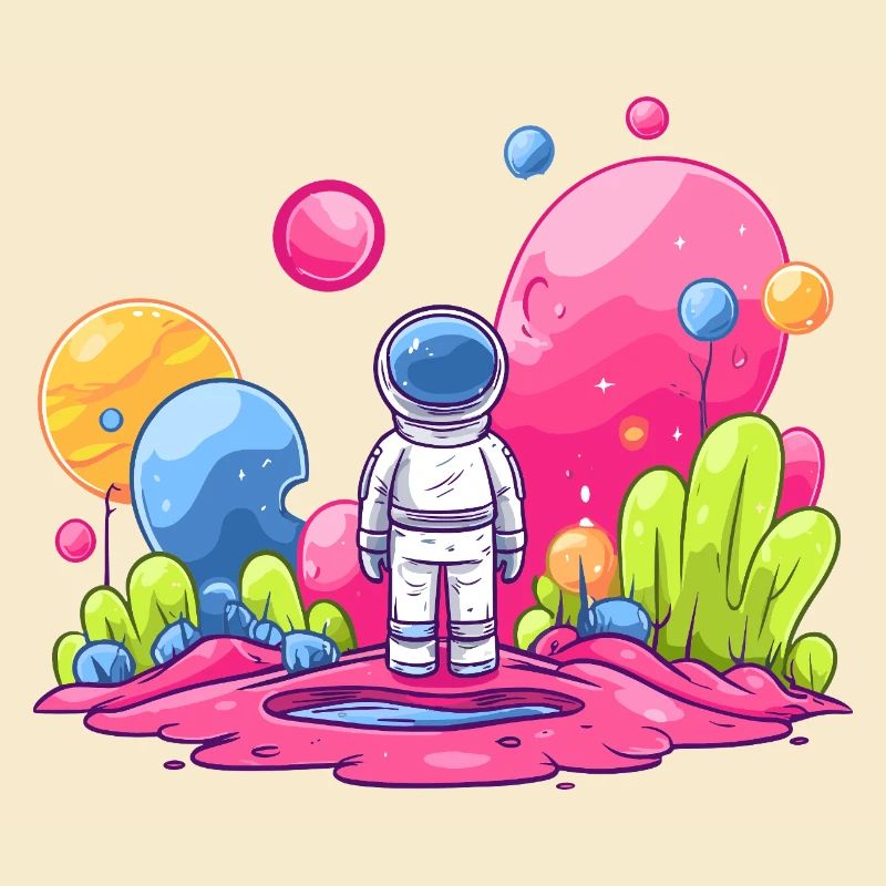 Astronaute dans l’espace rose