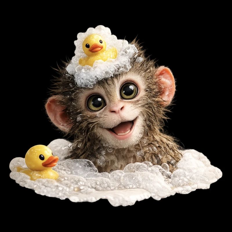 Singe du Bain avec Canard en Caoutchouc