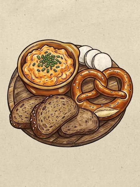 Rustikale Brotzeitplatte mit Obatzda