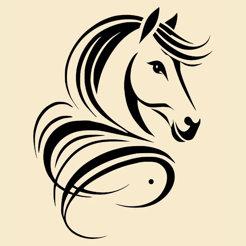 Dessin abstrait de cheval stylisé