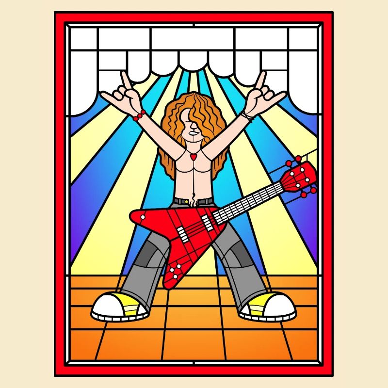 Buntglas-Rockgitarrist