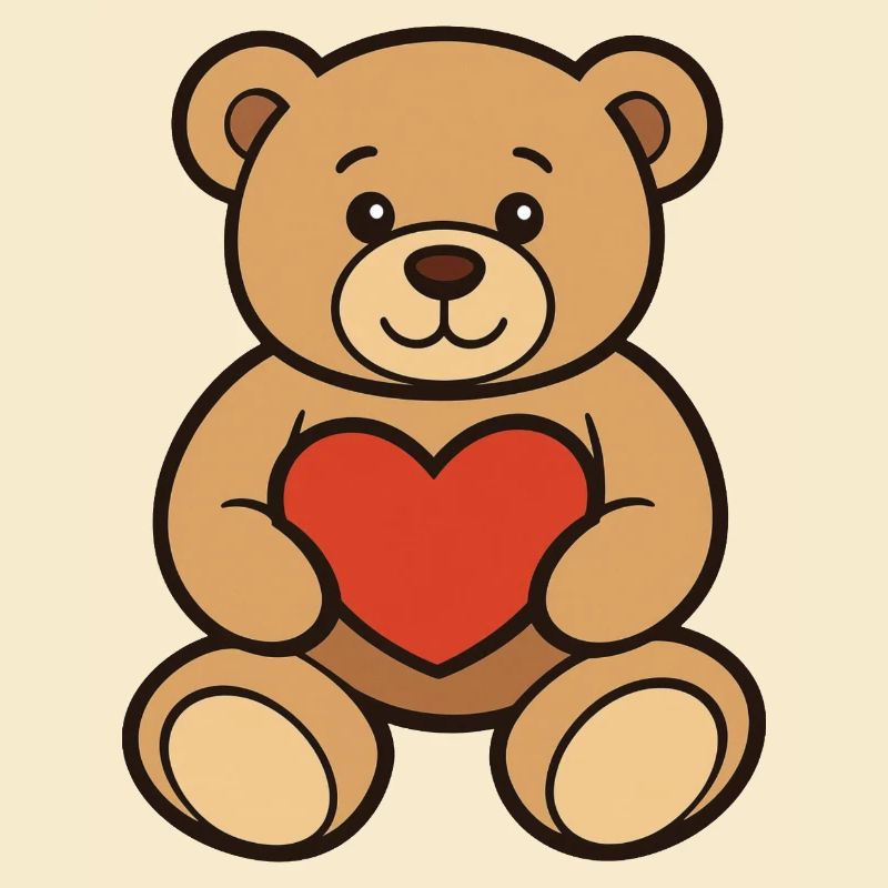 Teddybär mit Herz Comic Art 