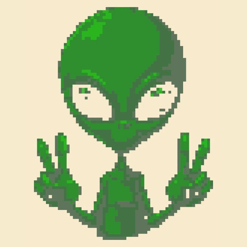 Pixel Alien Friedenszeichen-Tee