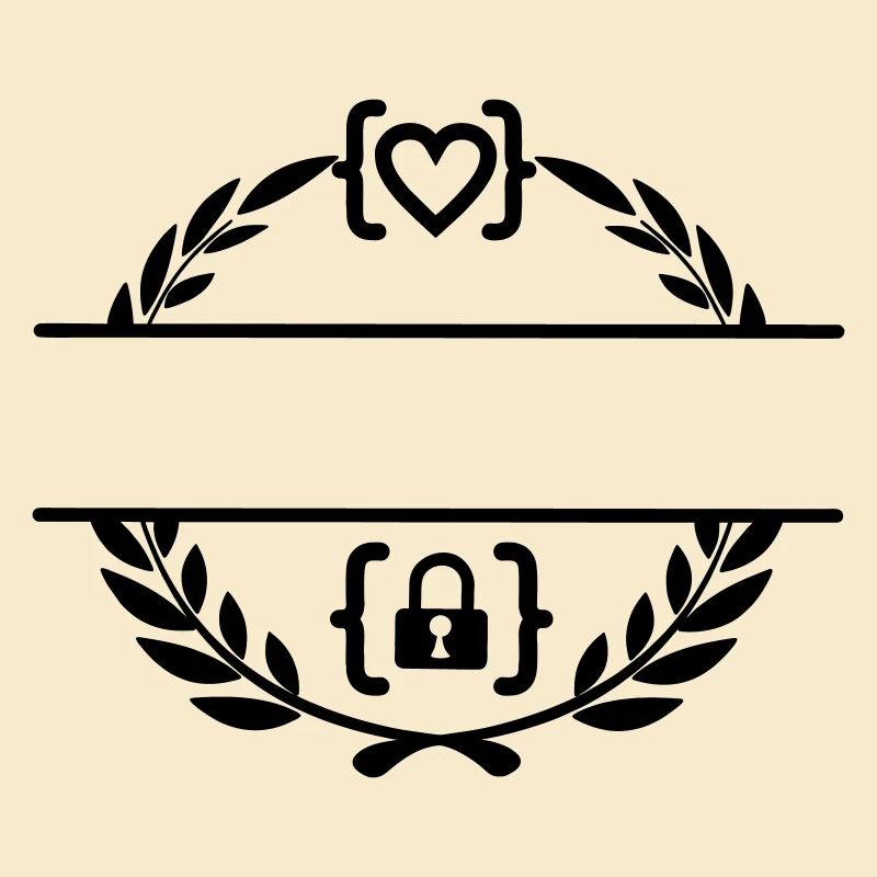 Code mit Herz und Code mit Schloss in Lorbeerkranz m